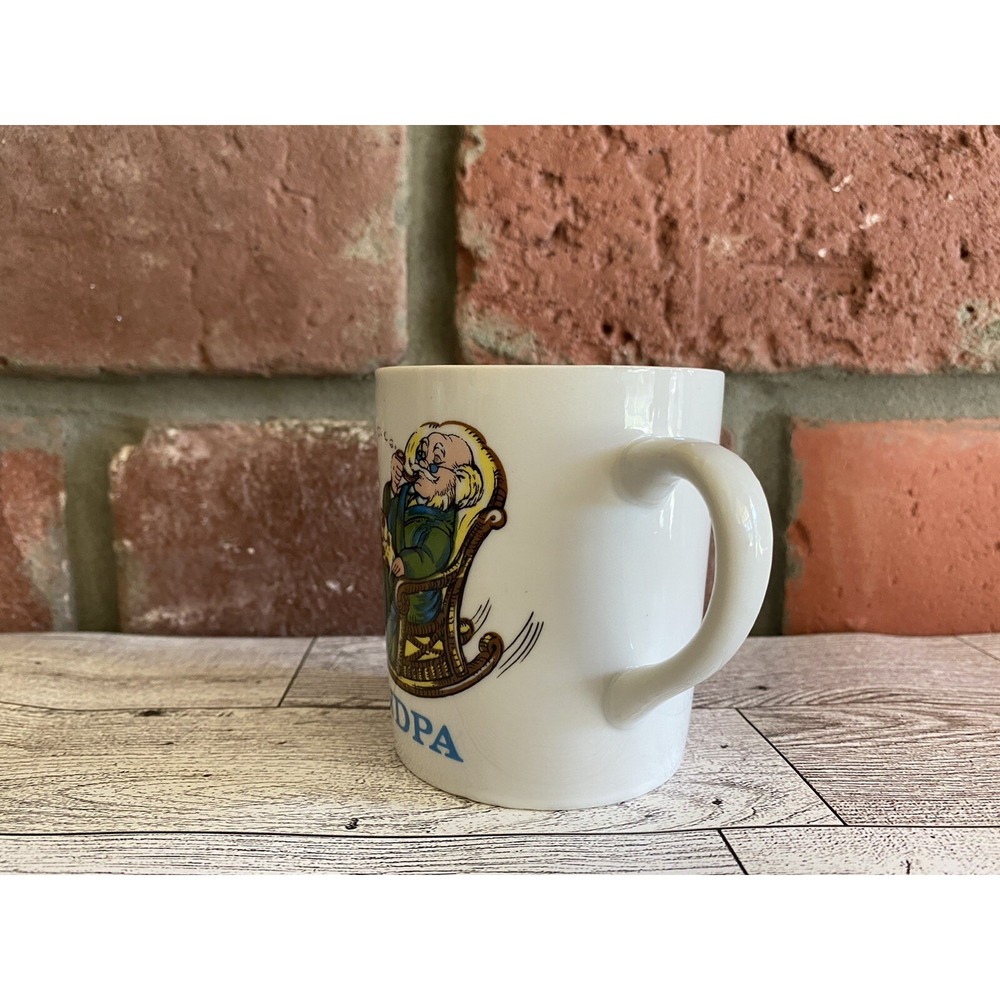 If all else fails Ask Grandpa Coffee Mug Vtg Cup Ceramic RockingChair Pipe Japan - Picture 2 of 6